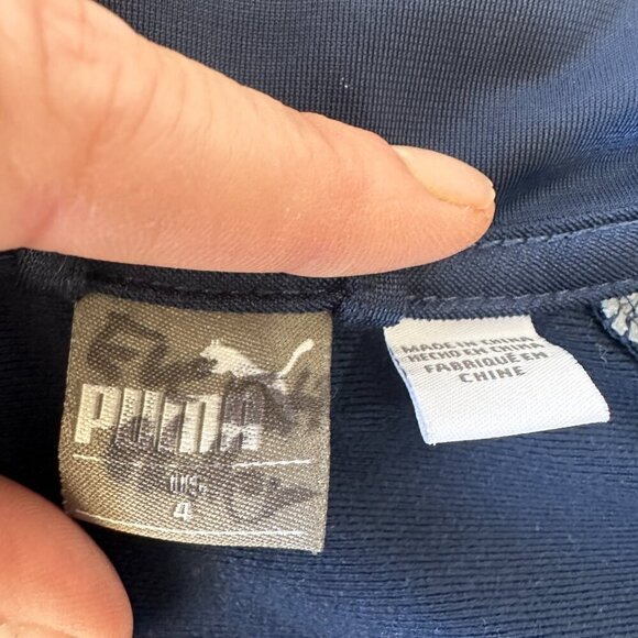 Puma Navy Blue, Gray, & Fluorescent Yellow Kids Full Zip Track Jacket Size 4 - Picture 4 of 5